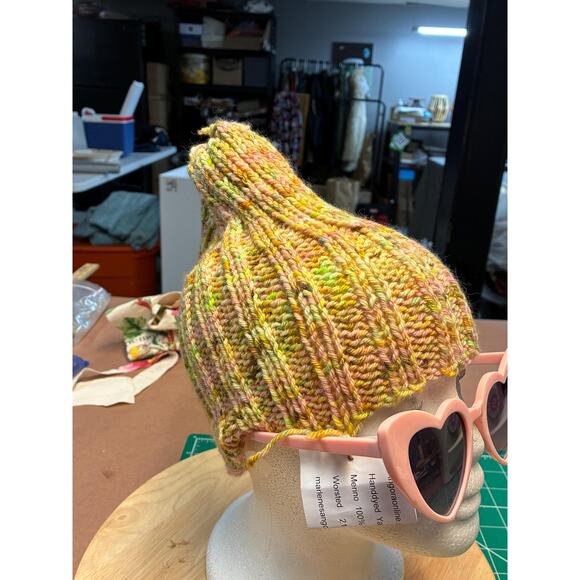 Hand Knit Merino Wool Beanie | Hand-Dyed Yarn OOAK main image 8